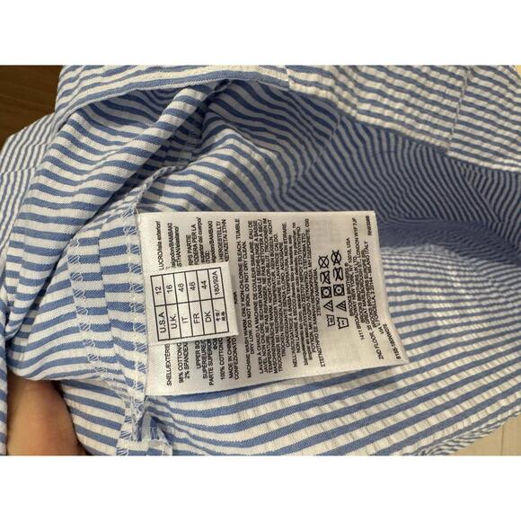 Brooks Brothers Regency Seersucker Sundress White Blue Size 12 Stretch Cotton - Picture 9 of 9